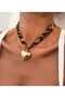 Leopard Print Heart Pendant Women's Steel Necklace Stylish Elegant Daily Wear Gift Jewelry Accessory