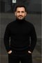 Men's Corded Fabric Knitwear Sweater Set of 2 Gray Black Regular Turtleneck Full Throated Knitwear Set Model - 4
