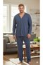 Men's Long Sleeve Shirt Blue Color Large Size Pajama Set