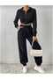 Black Women's Winter Fleece-Lined Leg Elasticated Quality Loose Sweatpants - 5