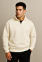 Men's Mock Neck Half Zipper Sweatshirt 3 Thread Thick Relaxed Fit Sweatshirt