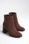 Brown Suede Women's Boots Non-Slip Sole Zippered Thick Heel Diana - 5