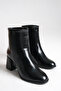 Black Leather Women's Boots Non-Slip Sole Zippered Thick Heel Diana - 6