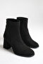 Black Suede Women's Boots Non-Slip Sole Zippered Thick Heel Diana - 3