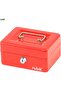 Small Cash Box Steel Register with Tray and Lock (15x12x7.5cm) Red - 6