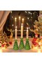 Green Taper Candle Holders Set of 3 - Ribbed Crystal Glass Christmas Tree Candlesticks - 5