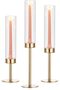 Gold Candlestick Holder Set of 3 – Tall Hurricane Taper Candle Holders