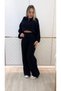 Women's Long Sleeve Turtleneck Short Knitwear Blouse and Pants Two-Piece Set - 3