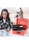 Medium Cash Box with Tray and Combination Lock (20x16x9cm) - Red - 2