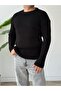 Men's Black Regular Crew Neck Knitwear Sweater - 3