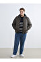Khaki Large Size Standard Fit Hooded Men's Puffer Jacket - 2
