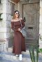 Women's Modal Fabric Madonna Collar Maxi Length Dress - 2