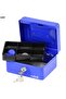 Small Cash Box Steel with Tray and Key Lock (15x12x7.5cm) - Blue - 5