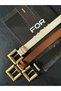 3-Piece Antique Square Buckle Bridged Women's Belt, Trouser Belt, Coat Belt, Dress Belt - 4