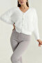White Women's Plush-Looking Soft V-Neck Buttoned Knitwear Cardigan - 2