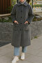 Button and Pocket Detail Long Cap Jacket 15220 Anthracite - 3