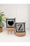 Gray Colored Black Heart Z Letter Digital Print Throw Pillow Case
