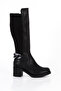 Bln 710 Metal Ring Buckle Detailed Stretch Below-The-Knee Boots