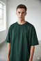 Men's Nefti Green Oversized Crew Neck Basic Cotton T-Shirt - 3