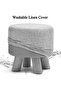 OneDcor Round Ottoman Footrest Stool - Soft Padded Pouf with Removable Cover & Wooden Legs (Blue) - 3