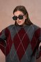 Oversized Large Argyle Pattern Knitwear Sweater Aw25Kz0093 - 5
