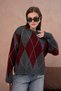 Oversized Large Argyle Pattern Knitwear Sweater Aw25Kz0093 - 6