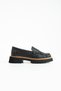 Women's Thick Sole Black Genuine Leather Loafer – Casual Comfortable and Stylish Shoes