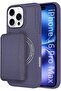 iPhone 16 Pro Max Case with Detachable Card Holder, Carbon Fiber Texture (Purple) - 2