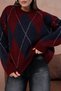 Oversized Large Argyle Pattern Knitwear Sweater Aw25Kz0093 - 3