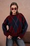 Oversized Large Argyle Pattern Knitwear Sweater Aw25Kz0093