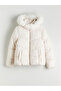 Beige Fur Hooded Women's Puffer Coat - 6