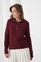 Hair Braid Detail Half Placket Button Polo Neck Knitwear Sweater Aw25Kz0097 - 2