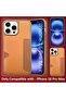 iPhone 16 Pro Max Leather Anti-Fingerprint Case with Wallet Card Slot (Brown) - 3