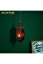 Hanging Hexagon Moroccan Candle Lanterns, 2-Pack, Bronze Metal with Red & Purple Glass - 3