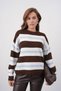 Soft Textured Color Block Oversized Knitwear Sweater Aw25Kz0100