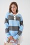Oversized Color Block Half Placket Button Knitwear Sweater Aw25Kz0099 - 6