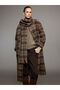 Quality Pieces from Çelebi Store: Embroidered Women's Cashmere Coat with Scarf and Zero Roba Collar Check Pattern