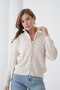 Oversized Mock Neck Zippered Knitwear Cardigan Aw25Hi0065