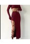 Deep Slit Long Skirt with Tie at the Ankle