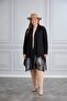 Women's Classic Cut Silver Leather Print Detailed Plus Size Stylish Cardigan