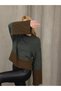 Grody.T Women's Crew Neck Long Sleeve Off-Shoulder Anthracite-Brown Knit Sweater - 3