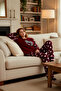 Women's Red Heart Patterned Fleece Pajama Set and Sleep Headband Functional Durable Aesthetic