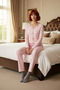 Women's Floral Corded Fabric Pajama Set Functional Durable Quality Comfortable Aesthetic Modern - 3