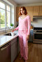 Women's V-Neck Corded Fabric Knitted Pajamas Set Functional Durable Quality Comfortable Aesthetic Stylish - 2