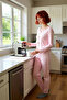 Women's Floral Corded Fabric Pajama Set Functional Durable Quality Comfortable Aesthetic Modern - 2