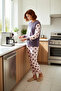 Women's Red Heart Patterned Fleece Pajama Set and Sleep Headband Functional Durable Aesthetic - 2