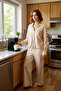 Women's Shirt Collar Crinkle Textured Pajama Set Functional Durable Quality Comfortable Stylish - 2