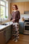 Women's Leopard Print Crew Neck Long Sleeve Pajama Set Functional Durable Quality - 2