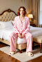 Women's Ribbon Embroidered Shirt Pants Pajama Set Functional Durable Quality Aesthetic - 3