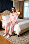 Women's Strawberry Embroidered Viscose Shirt Collar Pajama Set Functional Durable Quality Modern - 3